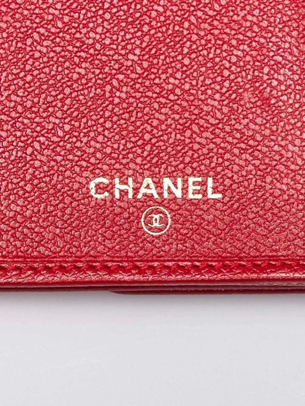Chanel Red Grained Leather L-Double Wallet